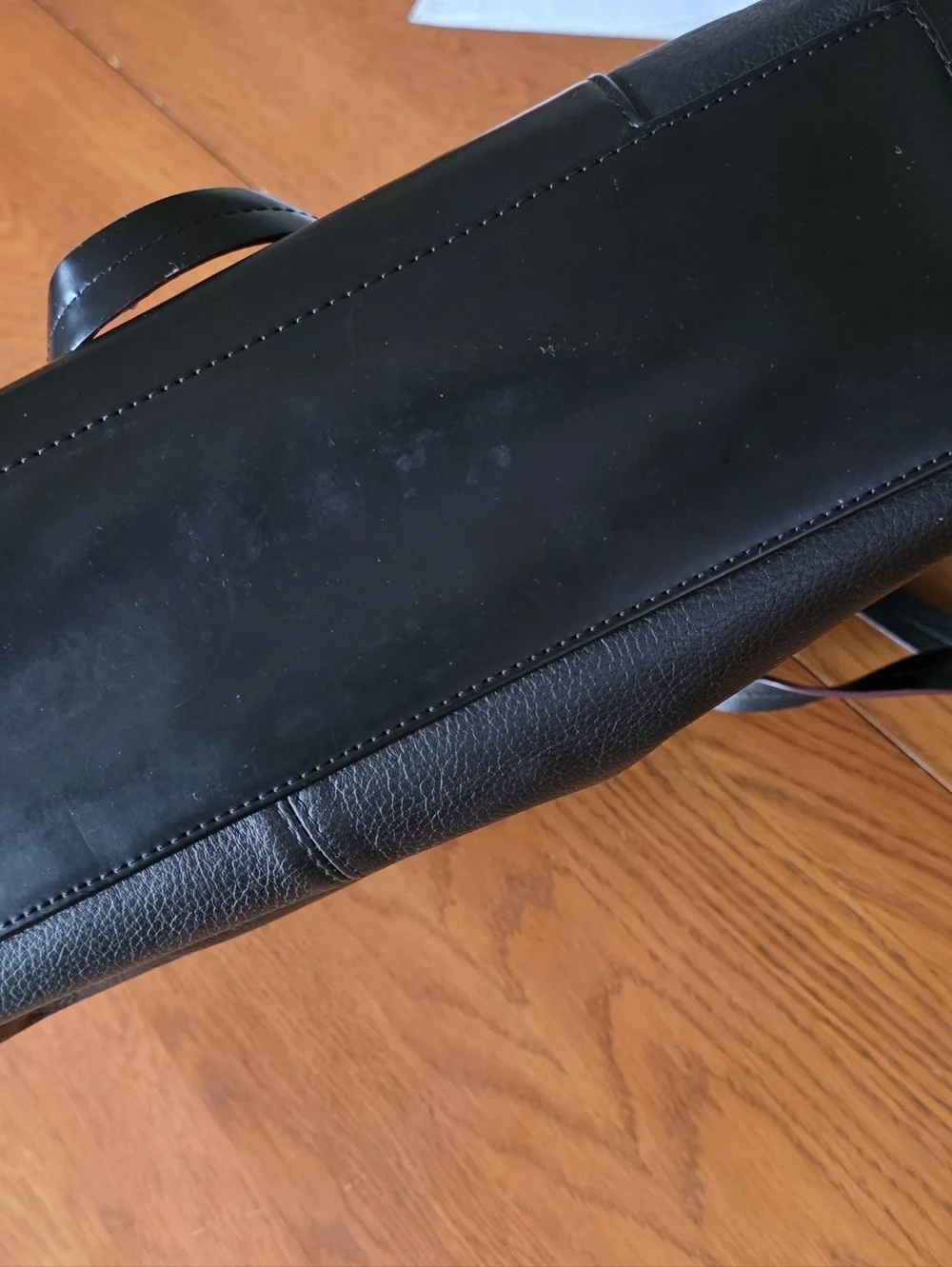 Emma Fox Park Avenue Black Leather Tote Laptop Work Bag Overnight Handbag